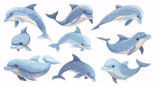 可爱海豚插画集合