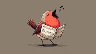 唱歌小鸟手持乐谱