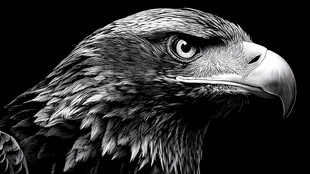 黑白色调雄鹰头部特写