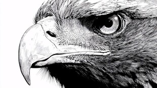 鹰的特写黑白精美绘画