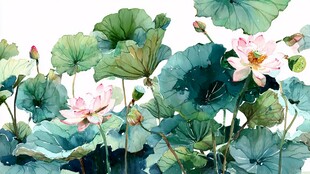 水墨荷花图 清新自然意境