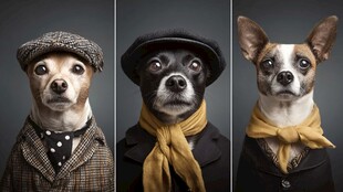 复古装扮狗狗时尚三连拍