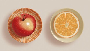 苹果与橙子的静物摆拍