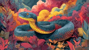 丛林中的斑斓巨蛇