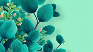 清新绿植插画背景图