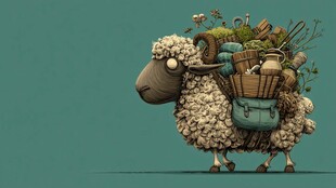 背着杂物的奇幻绵羊