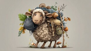 背着行囊的可爱绵羊