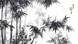 水墨竹林图