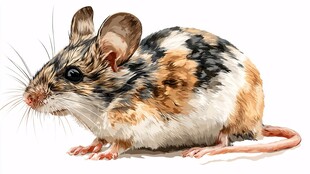 彩色花斑小鼠的生动插画