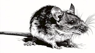 黑白风写实老鼠插画