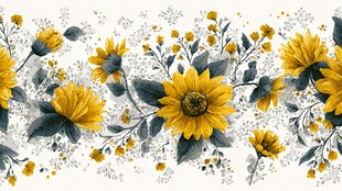 黄色花卉图案 清新自然风