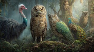 森林中多样鸟类的奇妙聚会