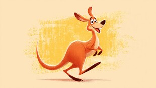 跳跃的卡通袋鼠