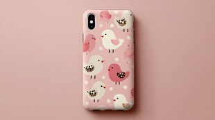 粉色小鸟图案手机壳