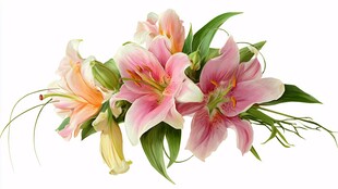美丽粉色百合花束