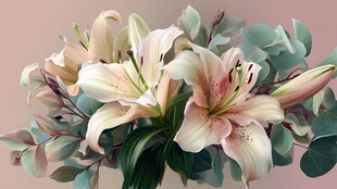 优雅百合与尤加利叶花束