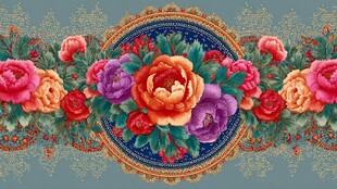 复古花卉圆形精美图案