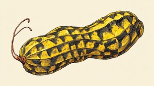 手绘黄黑花纹独特花生