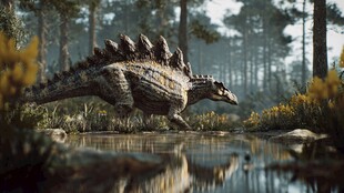 森林中漫步的史前剑龙