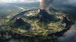 空中俯瞰壮观的火山景观