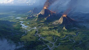 壮丽火山景观与广袤大地