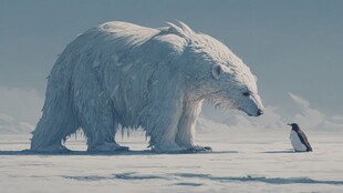 北极熊与企鹅的奇妙对视