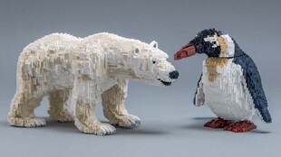 乐高北极熊与企鹅面对面