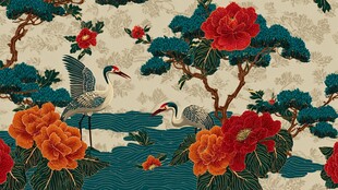 中式花鸟锦绣纹样图案