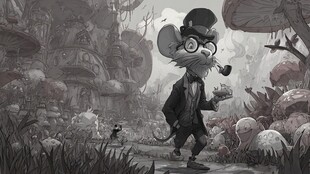 戴帽老鼠漫步奇幻蘑菇林