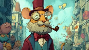 戴礼帽叼烟斗的时髦老鼠