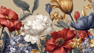 缤纷花卉图案 复古风美感