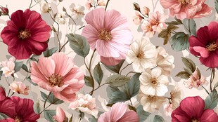 复古风花卉图案背景图