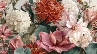 多彩花卉组合装饰图案