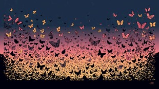 梦幻蝴蝶纷飞绚丽背景图