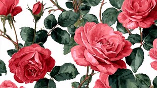 玫瑰花卉无缝图案设计