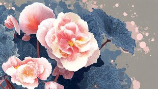 粉色海棠花唯美插画