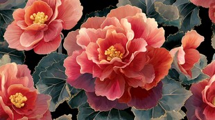 艳丽绽放的重瓣花卉图案