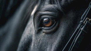 黑骏马的深邃眼眸