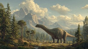 恐龙漫步于山林之间