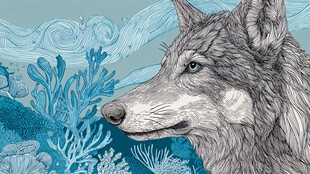 狼与海洋奇幻共生图景