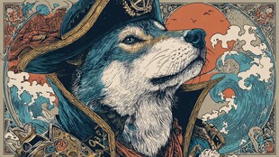 戴着海盗帽的英勇柴犬