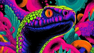 炫彩蛇影 奇幻植物环绕