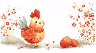 萌趣小鸡贺岁图