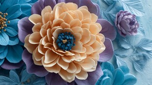 多彩立体纸艺花卉装饰