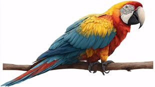 五彩斑斓鹦鹉栖息于枝头