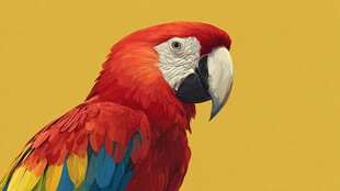 鲜艳红金刚鹦鹉特写