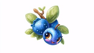 可爱卡通蓝莓插画