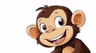 可爱微笑小猴插画