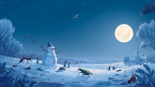 雪夜中的奇幻动物聚会