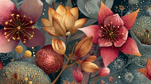 梦幻花卉插画 绚丽色彩